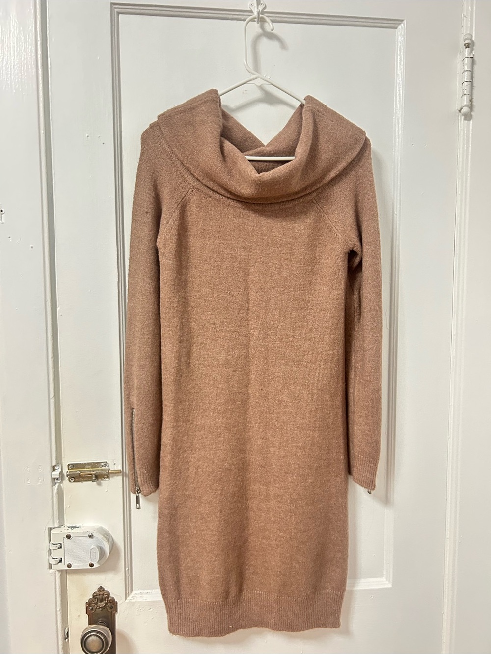 ASOS Camel Cowl Neck Sweater Dress